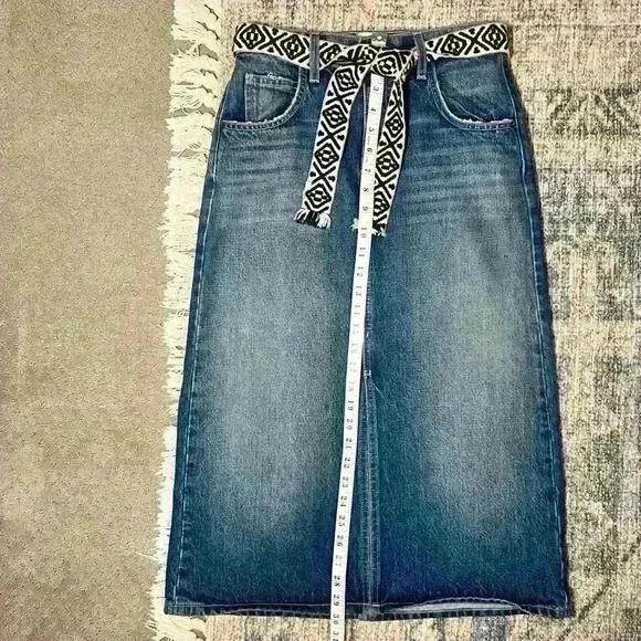 Current/Elliott Women’s The Slit Midi Rincon Skirt with Belt Size 24 - Picture 9 of 14
